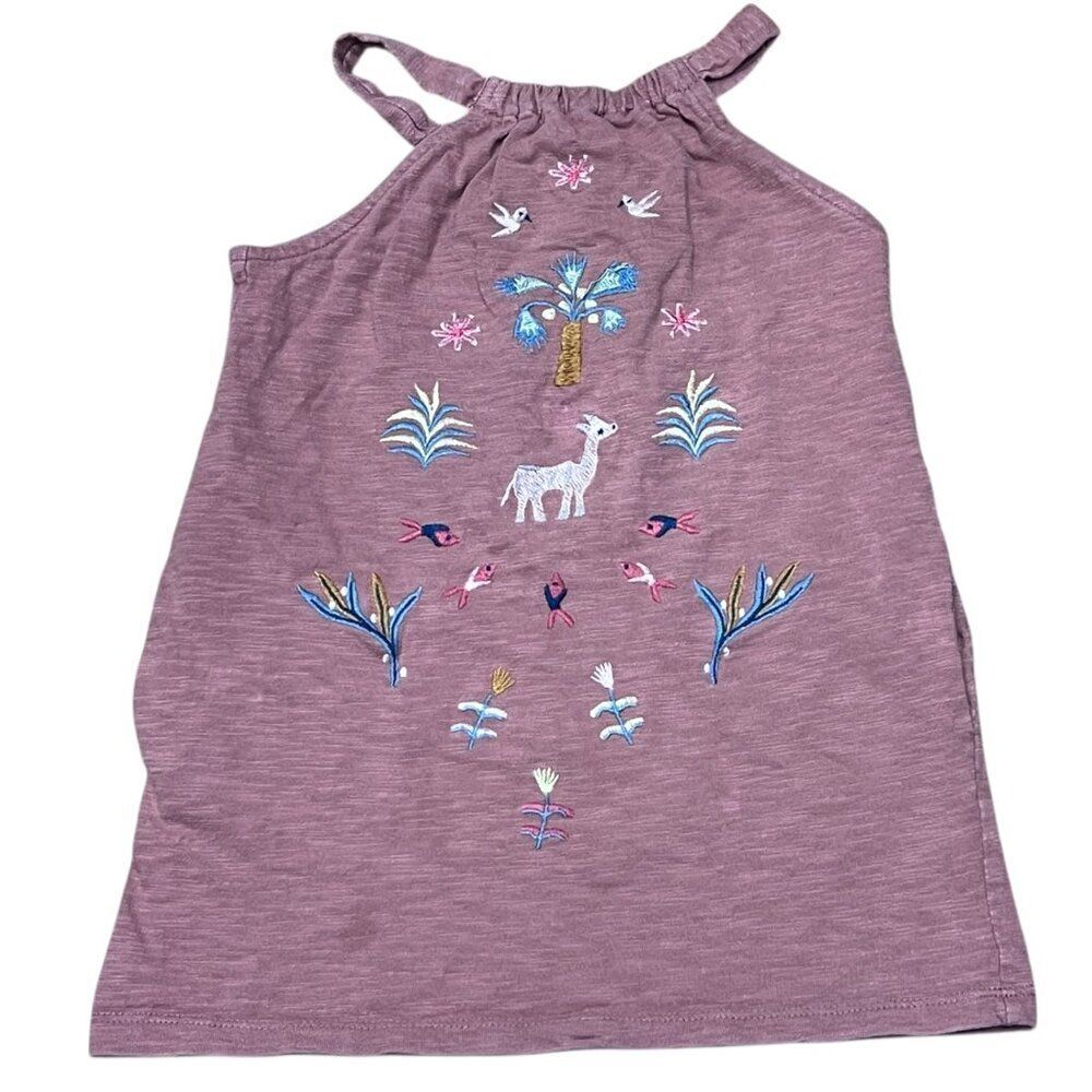 Tea Collection Rosestain Sleeveless Akhmim Animal Embroidered Halter Dress Sz 3